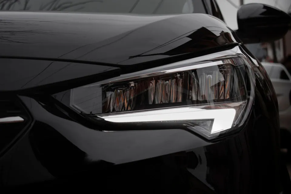 Close-up of a car headlight